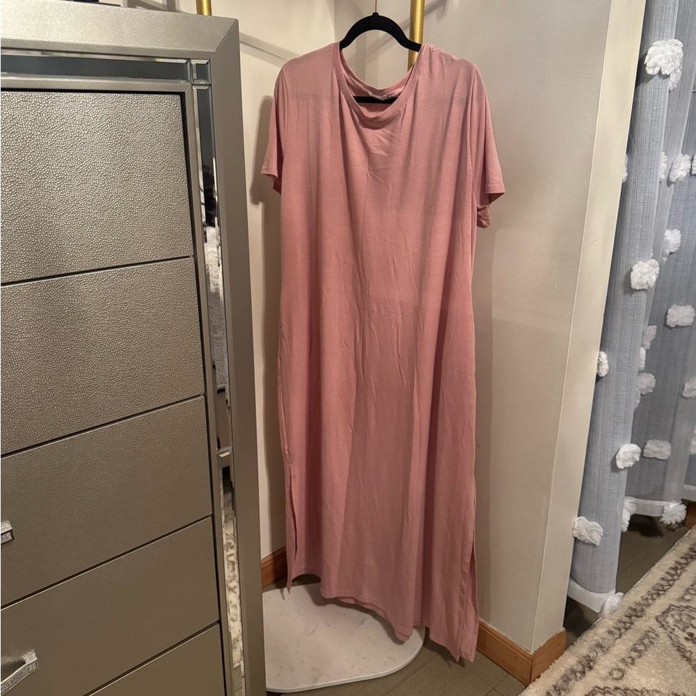 Casual Pink Maxi T-Shirt Dress